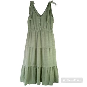Mimi Chica Dress Women's Size Medium Green Maxi Tiered Dress NWOT